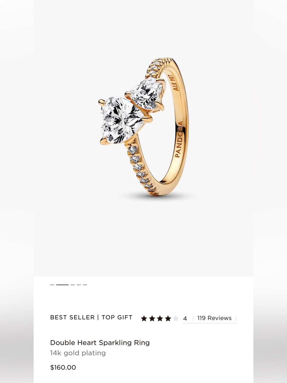 Pandora Double Heart Sparkling Ring